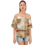 Abstract Sun Boho Bohemian Design Off Shoulder Short Sleeve Top