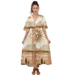 Abstract Sun Boho Bohemian Design Kimono Sleeve Boho Dress