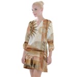 Abstract Sun Boho Bohemian Design Open Neck Shift Dress