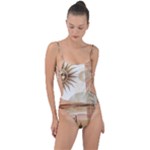 Abstract Sun Boho Bohemian Design Tie Strap One Piece Swimsuit