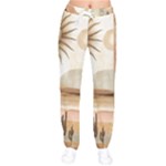 Abstract Sun Boho Bohemian Design Women Velvet Drawstring Pants