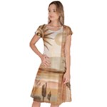 Abstract Sun Boho Bohemian Design Classic Short Sleeve Dress