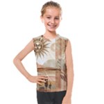 Abstract Sun Boho Bohemian Design Kids  Mesh Tank Top