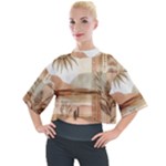 Abstract Sun Boho Bohemian Design Mock Neck T-Shirt