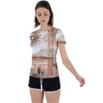 Abstract Sun Boho Bohemian Design Back Circle Cutout Sports T-Shirt