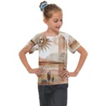 Abstract Sun Boho Bohemian Design Kids  Mesh Piece T-Shirt