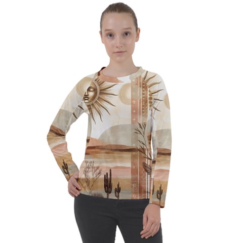 Abstract Sun Boho Bohemian Design Women s Long Sleeve Raglan T