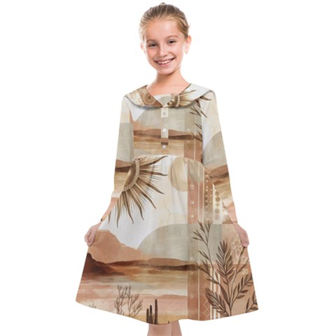 Abstract Sun Boho Bohemian Design Kids  Midi Sailor Dress from ArtsNow.com