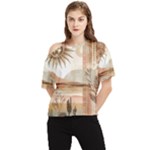 Abstract Sun Boho Bohemian Design One Shoulder Cut Out T-Shirt