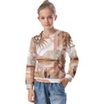 Abstract Sun Boho Bohemian Design Kids  Long Sleeve T-Shirt with Frill 