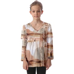 Kids  V Neck Casual Top 