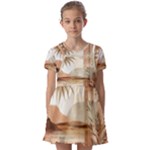 Abstract Sun Boho Bohemian Design Kids  Short Sleeve Pinafore Style Dress