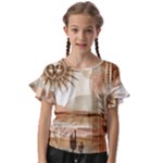 Abstract Sun Boho Bohemian Design Kids  Cut Out Flutter Sleeves