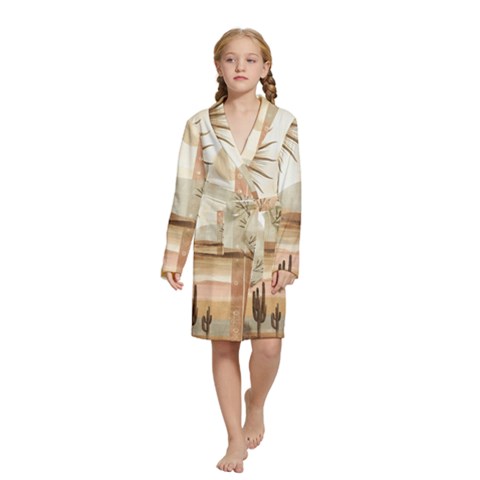 Abstract Sun Boho Bohemian Design Kids  Long Sleeve Velvet Lounge Robe from ArtsNow.com