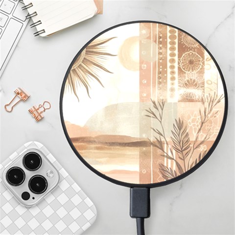 Abstract Sun Boho Bohemian Design Wireless Fast Charger(Black) from ArtsNow.com