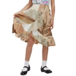 Abstract Sun Boho Bohemian Design Kids  Ruffle Flared Wrap Midi Skirt