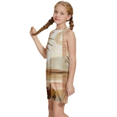 Kids  Halter Collar Waist Tie Chiffon Dress 