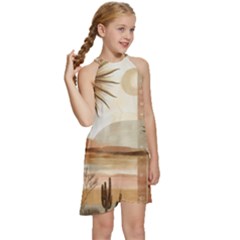 Kids  Halter Collar Waist Tie Chiffon Dress 