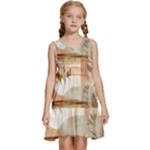 Abstract Sun Boho Bohemian Design Kids  Sleeveless Tiered Mini Dress