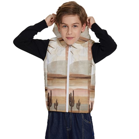 Abstract Sun Boho Bohemian Design Kids  Stylish Hooded Puffer Vest from ArtsNow.com