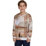 Abstract Sun Boho Bohemian Design Kids  Crewneck Sweatshirt