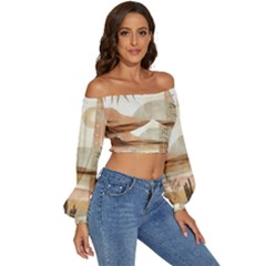 Long Sleeve Crinkled Weave Crop Top 