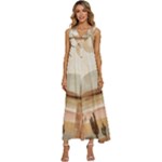 Abstract Sun Boho Bohemian Design V-Neck Sleeveless Wide Leg Pants Overalls