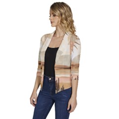 Women s Draped Front 3/4 Sleeve Shawl Collar Jacket 