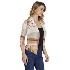 Women s Draped Front 3/4 Sleeve Shawl Collar Jacket 