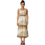 Abstract Sun Boho Bohemian Design Tie-Strap Tiered Midi Chiffon Dress