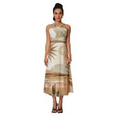 Sleeveless Cross Front Cocktail Midi Chiffon Dress 