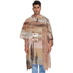 Abstract Sun Boho Bohemian Design Men s Hooded Rain Ponchos