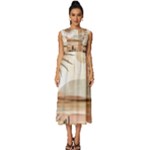 Abstract Sun Boho Bohemian Design Sleeveless Round Neck Midi Dress