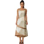 Abstract Sun Boho Bohemian Design Square Neckline Tiered Midi Dress