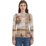 Abstract Sun Boho Bohemian Design Women s Cut Out Long Sleeve T-Shirt