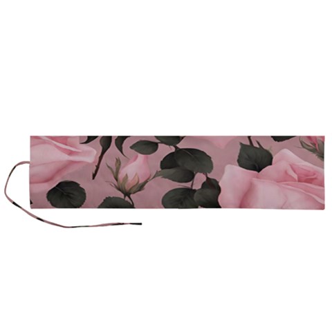 Pink Roses Roll Up Canvas Pencil Holder (L) from ArtsNow.com