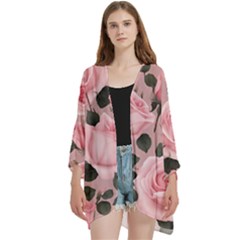 Open Front 3/4 Sleeve Batwing Chiffon Cardigan Kimono 