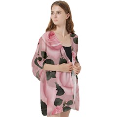 Open Front 3/4 Sleeve Batwing Chiffon Cardigan Kimono 