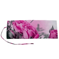 Roses Floral Flowers Nature Pink Romance Romantic Valentines Day Love Roll Up Canvas Pencil Holder (S) from ArtsNow.com