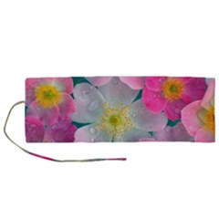 Pink Neon Flowers Flower Roll Up Canvas Pencil Holder (M) from ArtsNow.com