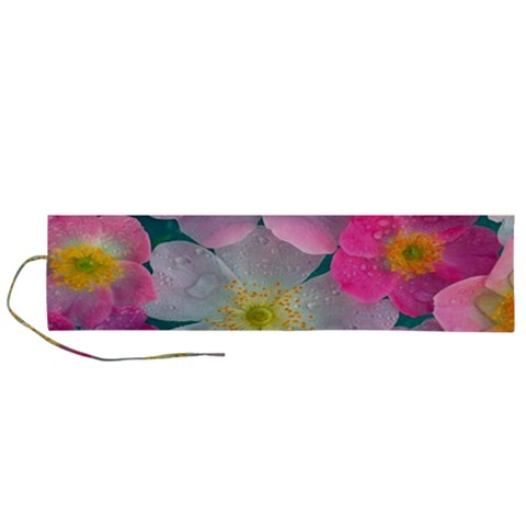 Pink Neon Flowers Flower Roll Up Canvas Pencil Holder (L) from ArtsNow.com