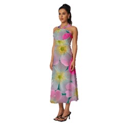 Sleeveless Cross Front Cocktail Midi Chiffon Dress 