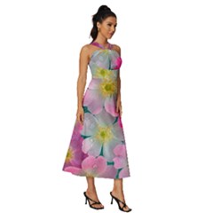 Sleeveless Cross Front Cocktail Midi Chiffon Dress 