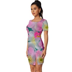 Fitted Knot Split End Bodycon Dress 