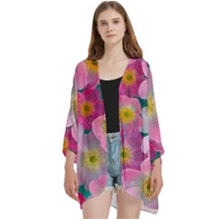 Open Front 3/4 Sleeve Batwing Chiffon Cardigan Kimono 