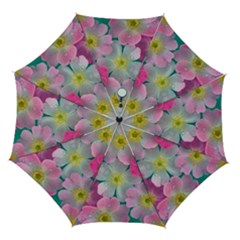 Pink Neon Flowers Flower Automatic Folding Umbrella with Case (Medium) from ArtsNow.com