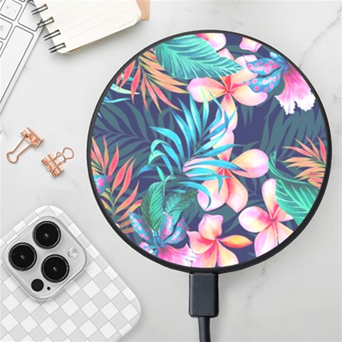 Hawaiian Flowers Hawaii Wireless Fast Charger(Black) from ArtsNow.com