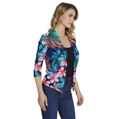 Women s Draped Front 3/4 Sleeve Shawl Collar Jacket 