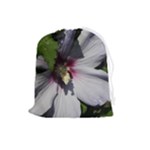 Purple Mallow Flower Drawstring Pouch (Large)