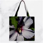 Purple Mallow Flower Zipper Grocery Tote Bag